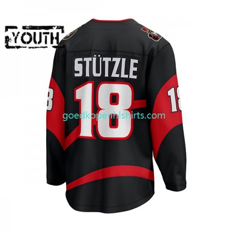 Ottawa Senators Stutzle 18 Adidas 2022-2023 Reverse Retro Zwart Authentic Shirt - Kinderen